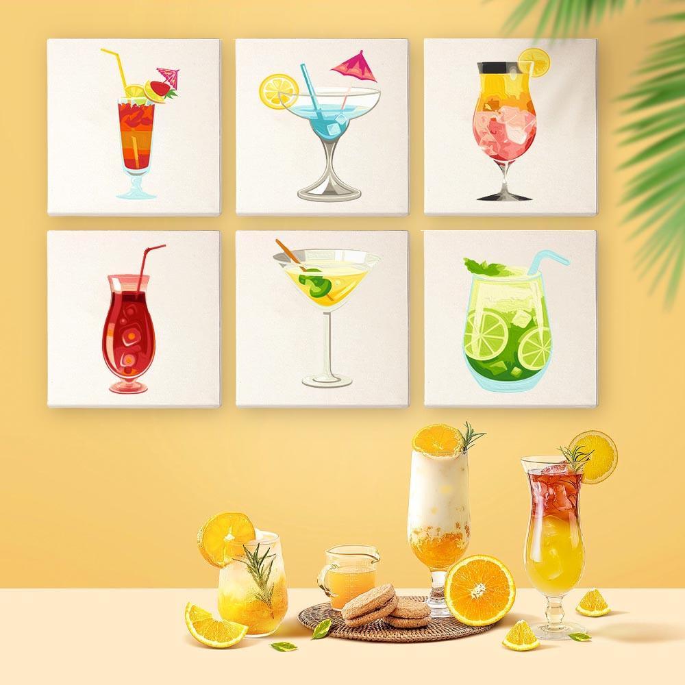 Paint by Numbers – 6 Mini Paintings | Colorful Cocktails Collection
