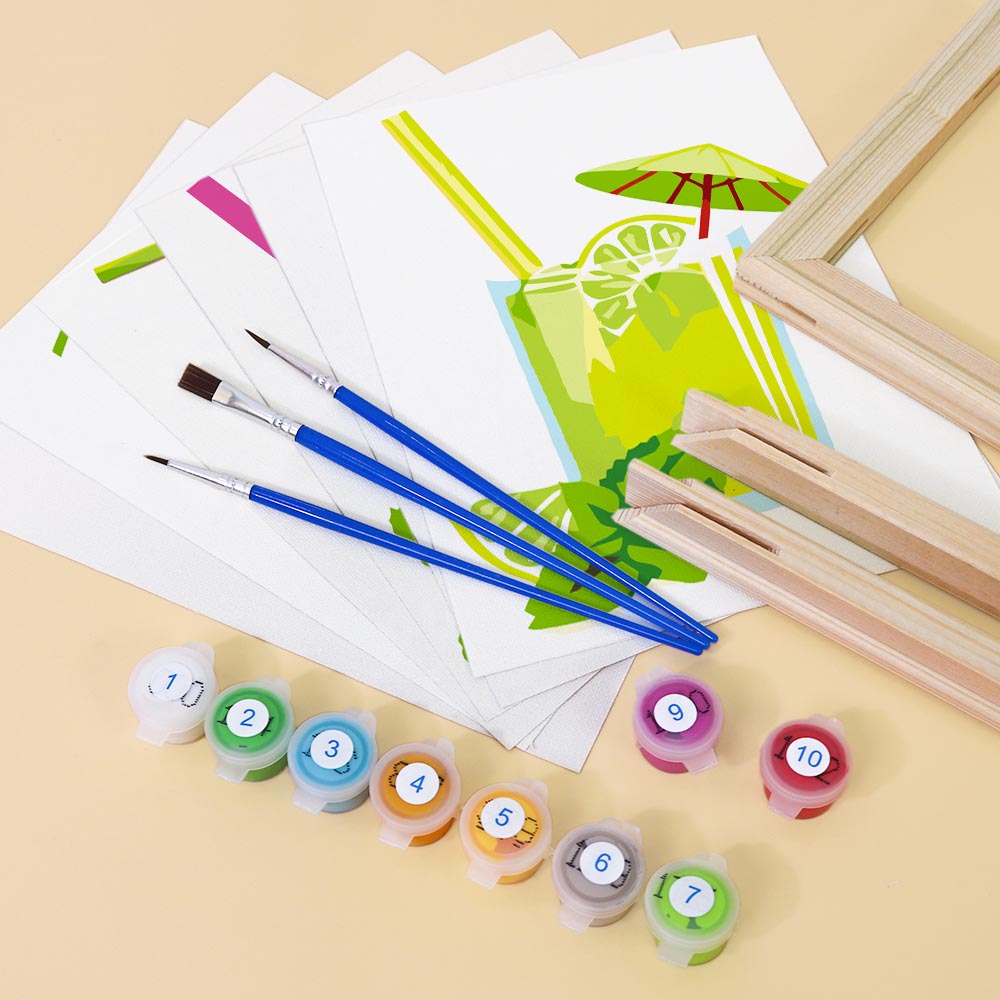 Paint by Numbers – 6 Mini Paintings | Summer Fruit Drinks Collection