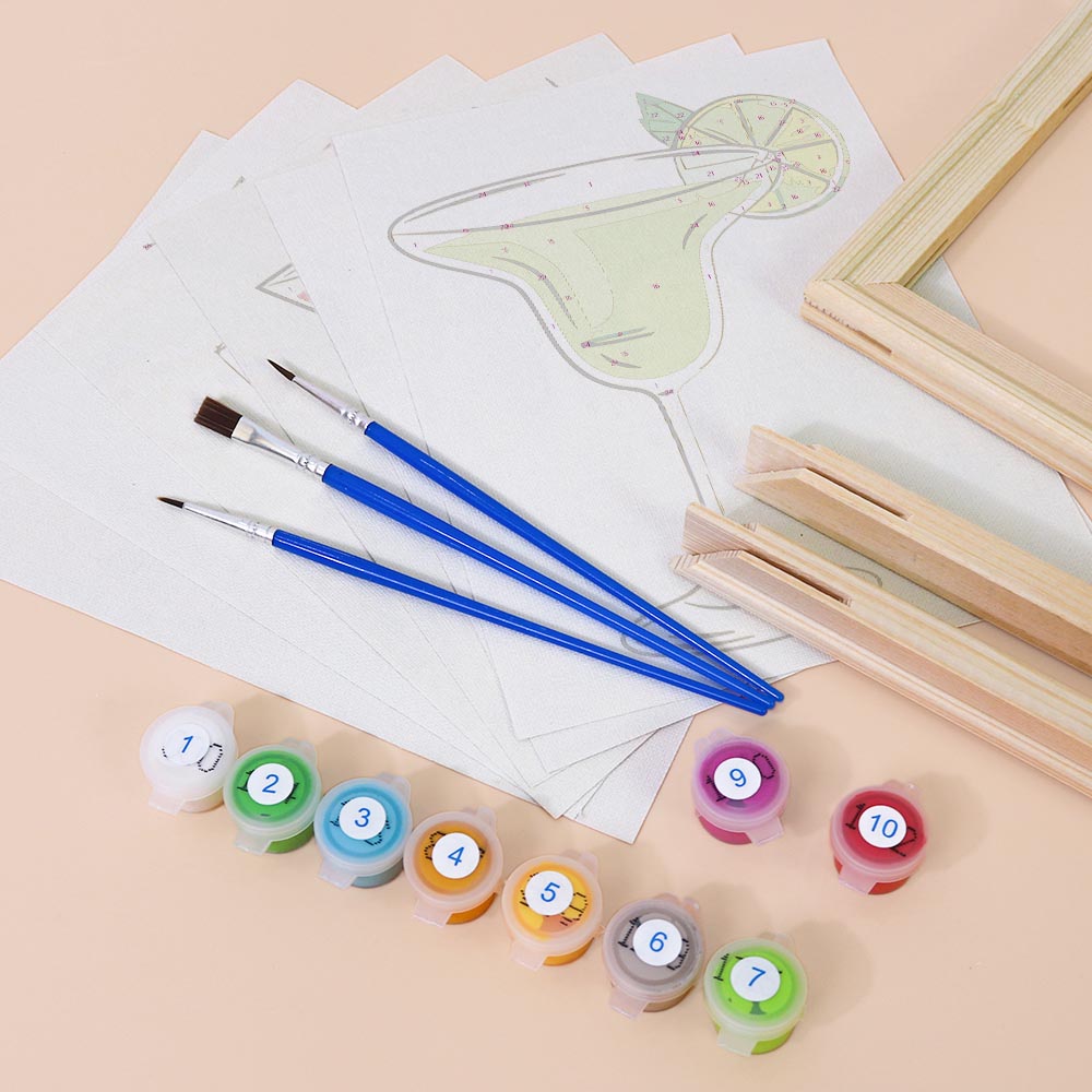 Paint by Numbers – 6 Mini Paintings | Classic Cocktail Glasses Set