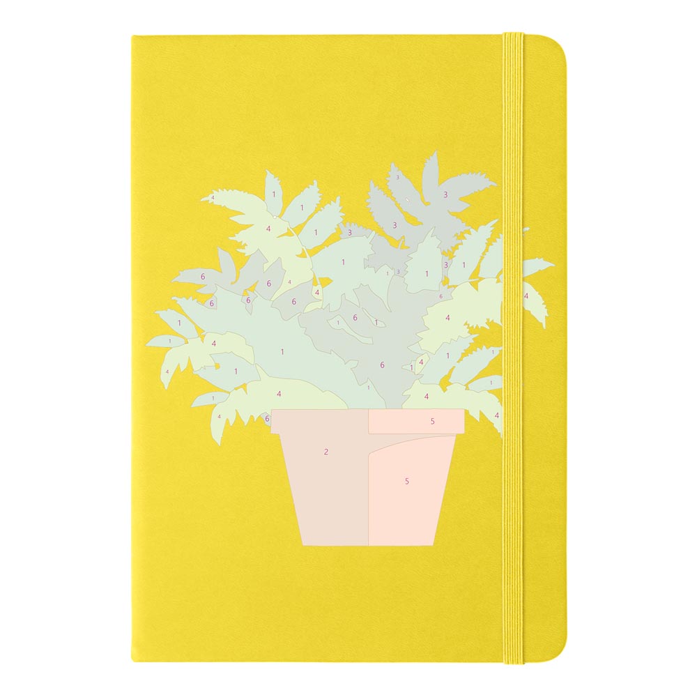 Paint by Numbers Hardcover Journal Notebook - Green Potted Plant