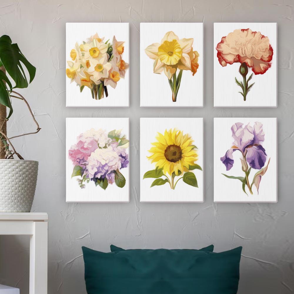 Paint by Numbers – 6 Mini Paintings | Floral Favorites Set