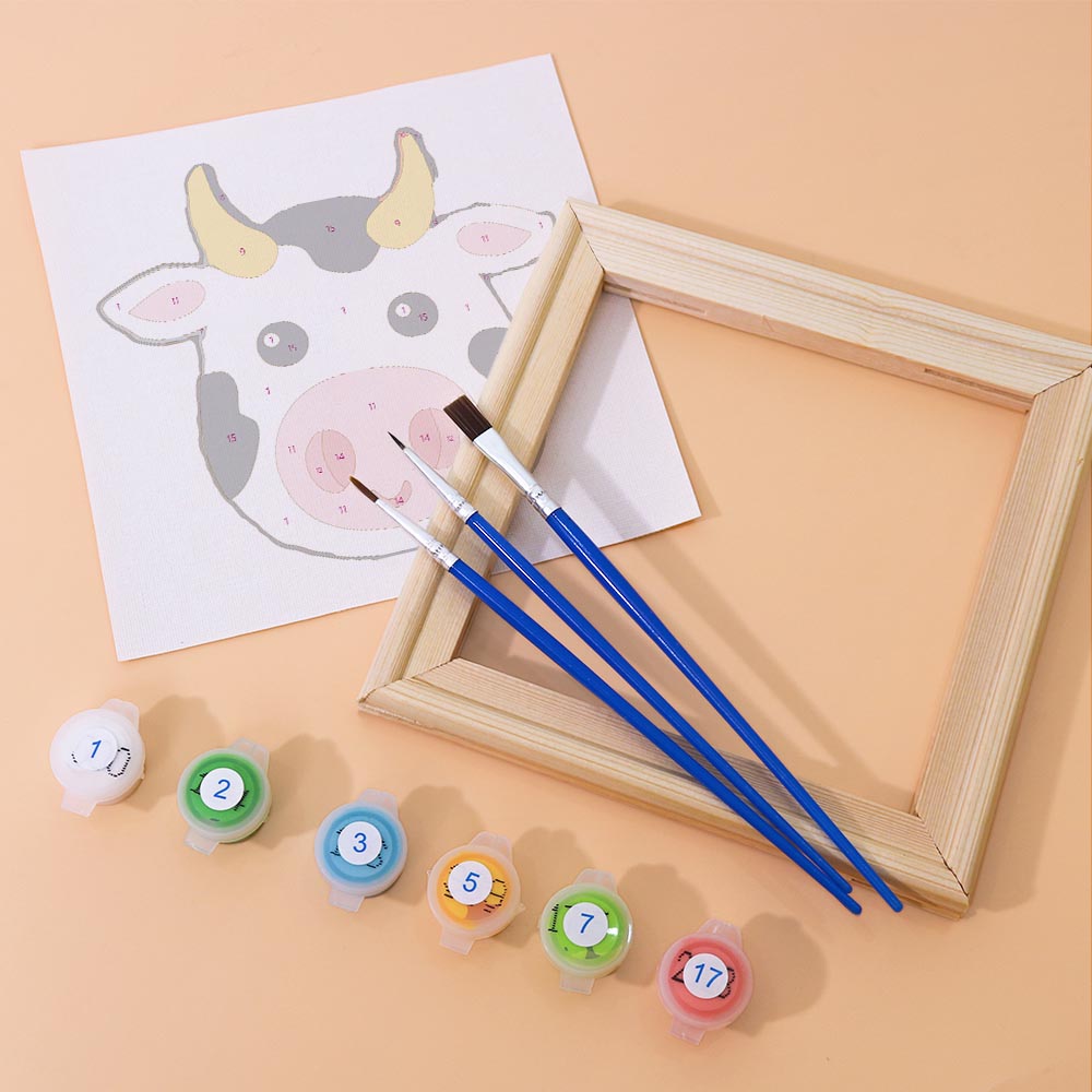 Paint by Numbers – 6 Mini Paintings | Animal Faces for Kids Set