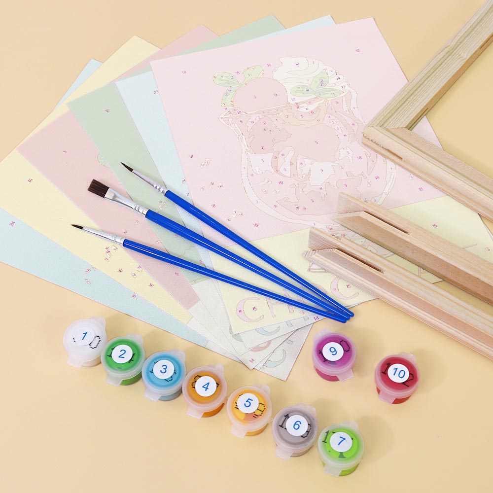 Paint by Numbers – 6 Mini Paintings | Retro Ice Cream & Drinks Set