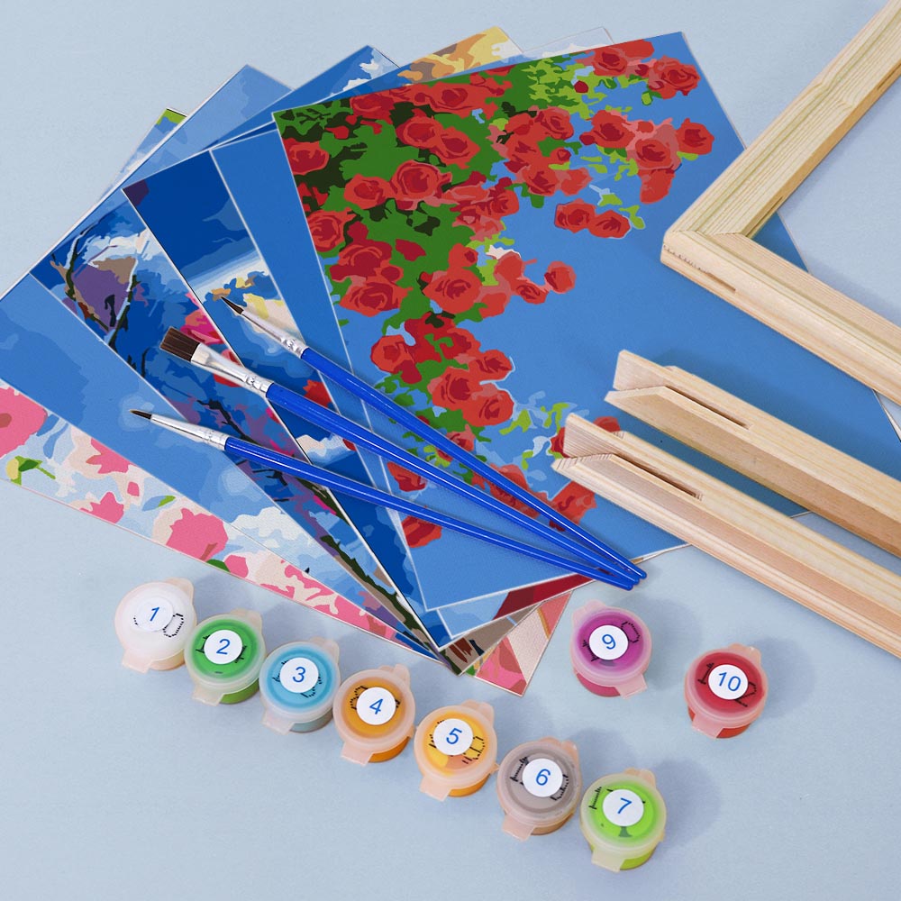 Paint by Numbers – 6 Mini Paintings | Flower Bouquets in the Sky Set