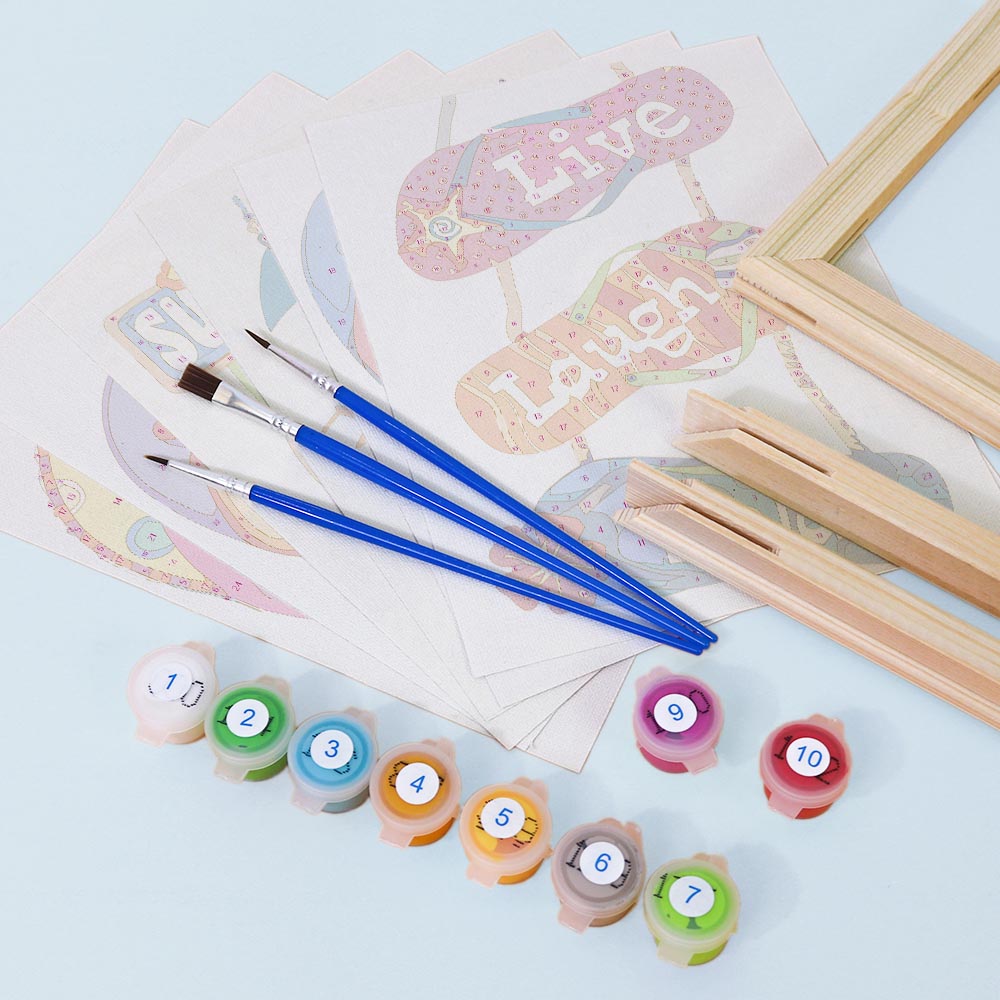 Paint by Numbers – 6 Mini Paintings | Fun Summer Flip-Flops Set