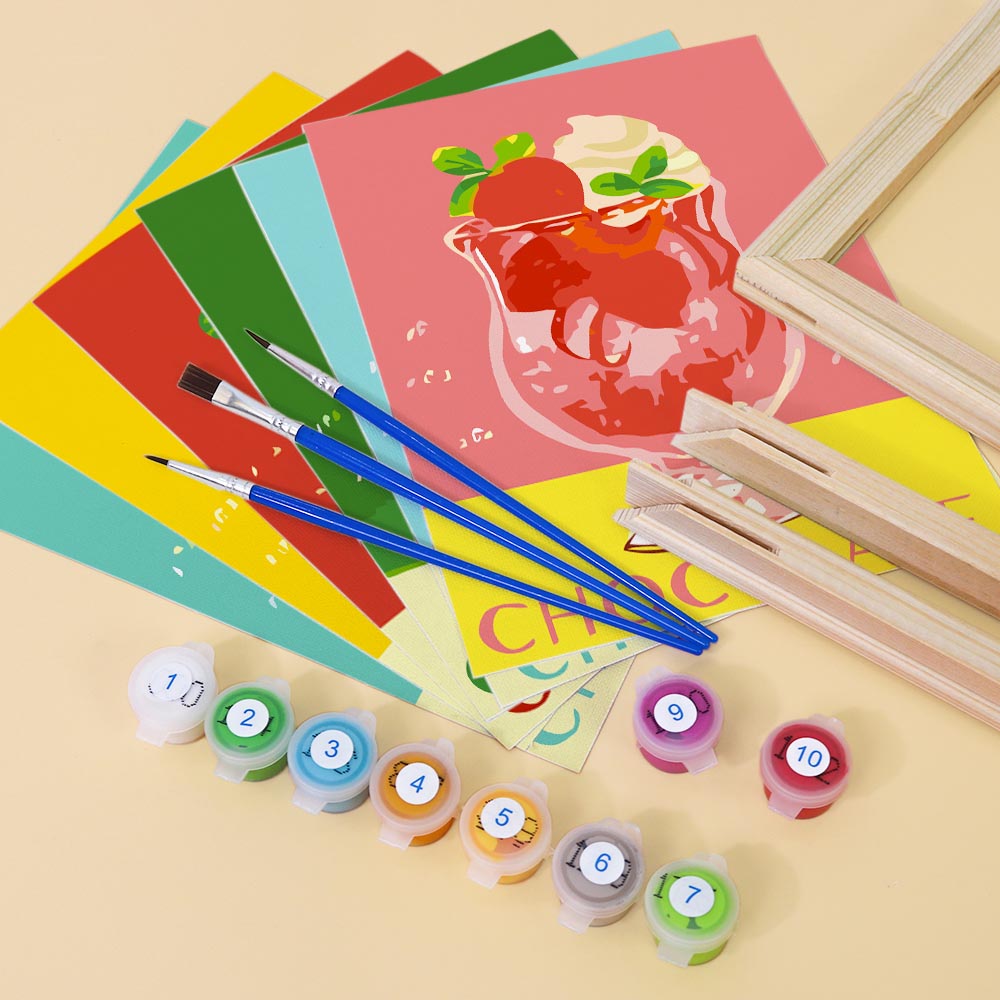 Paint by Numbers – 6 Mini Paintings | Retro Ice Cream & Drinks Set