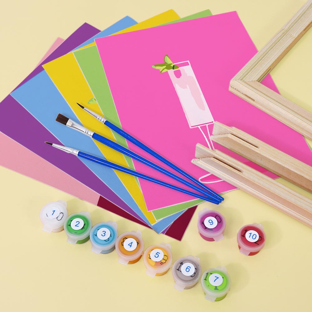 Paint by Numbers – 6 Mini Paintings | Colorful Cocktail Glasses Set