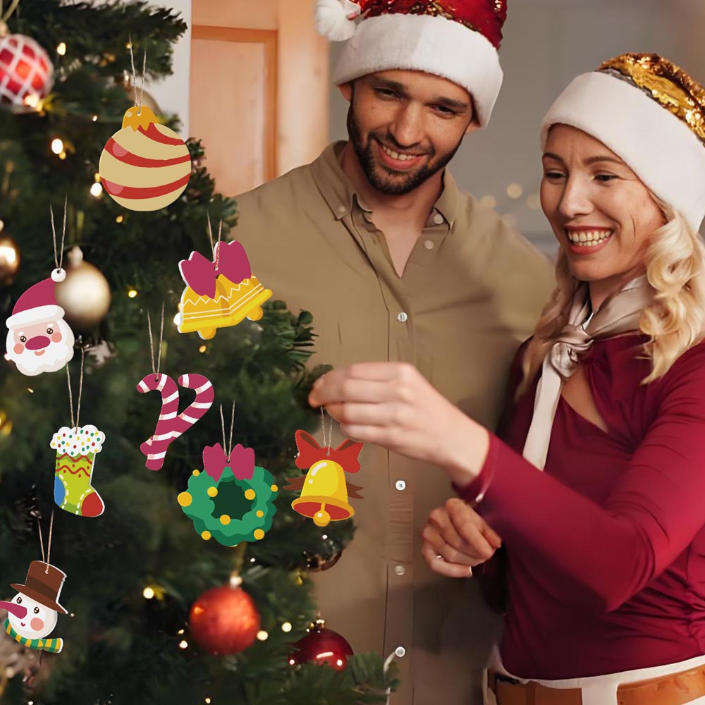 Paint by Numbers – 8 Christmas Ornaments – Festive Bells, Santa & Holiday Cheer Set