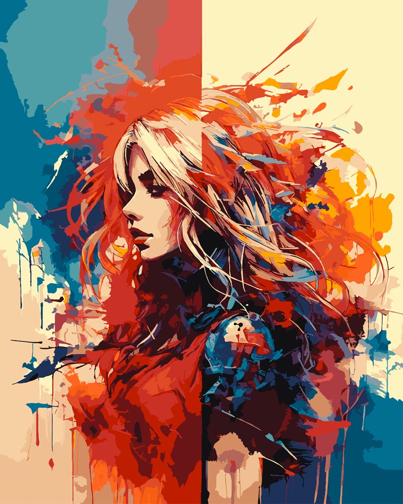 Paint By Numbers - Red meets Blue 0489 - by Guenter Puschmann
