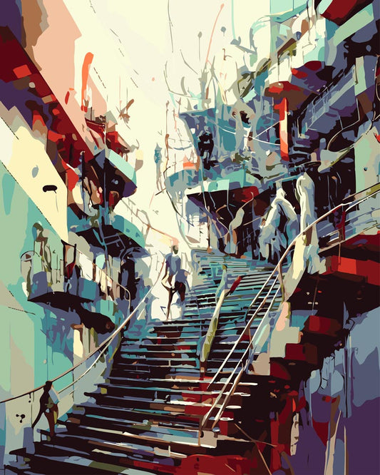 Paint By Numbers - Stairs Aliens 115 - by Guenter Puschmann