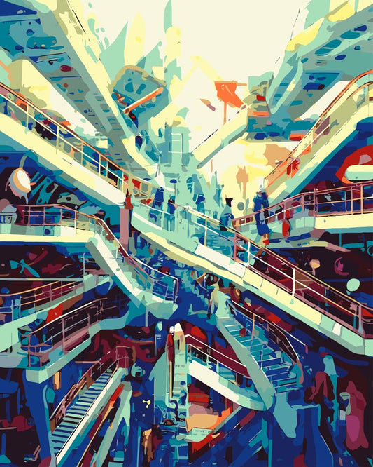 Paint By Numbers - Stairs Aliens 126 - by Guenter Puschmann