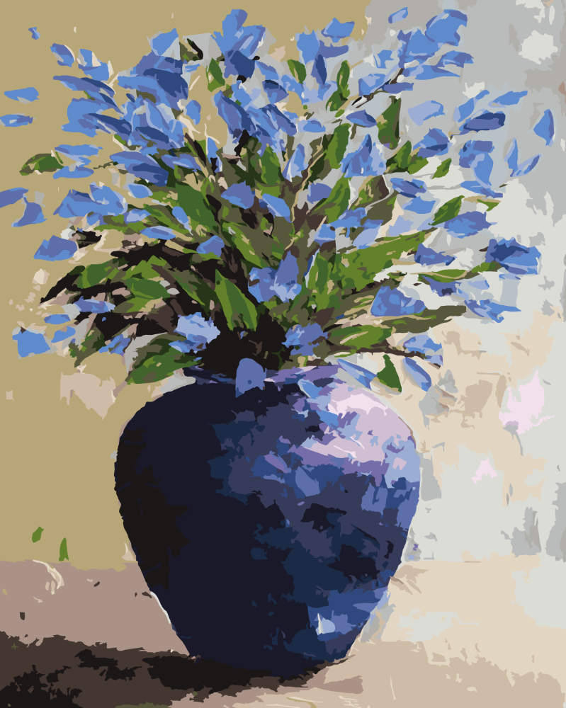 Paint by Numbers – Blue Flowers - by Mariia Sukalova – Paint by