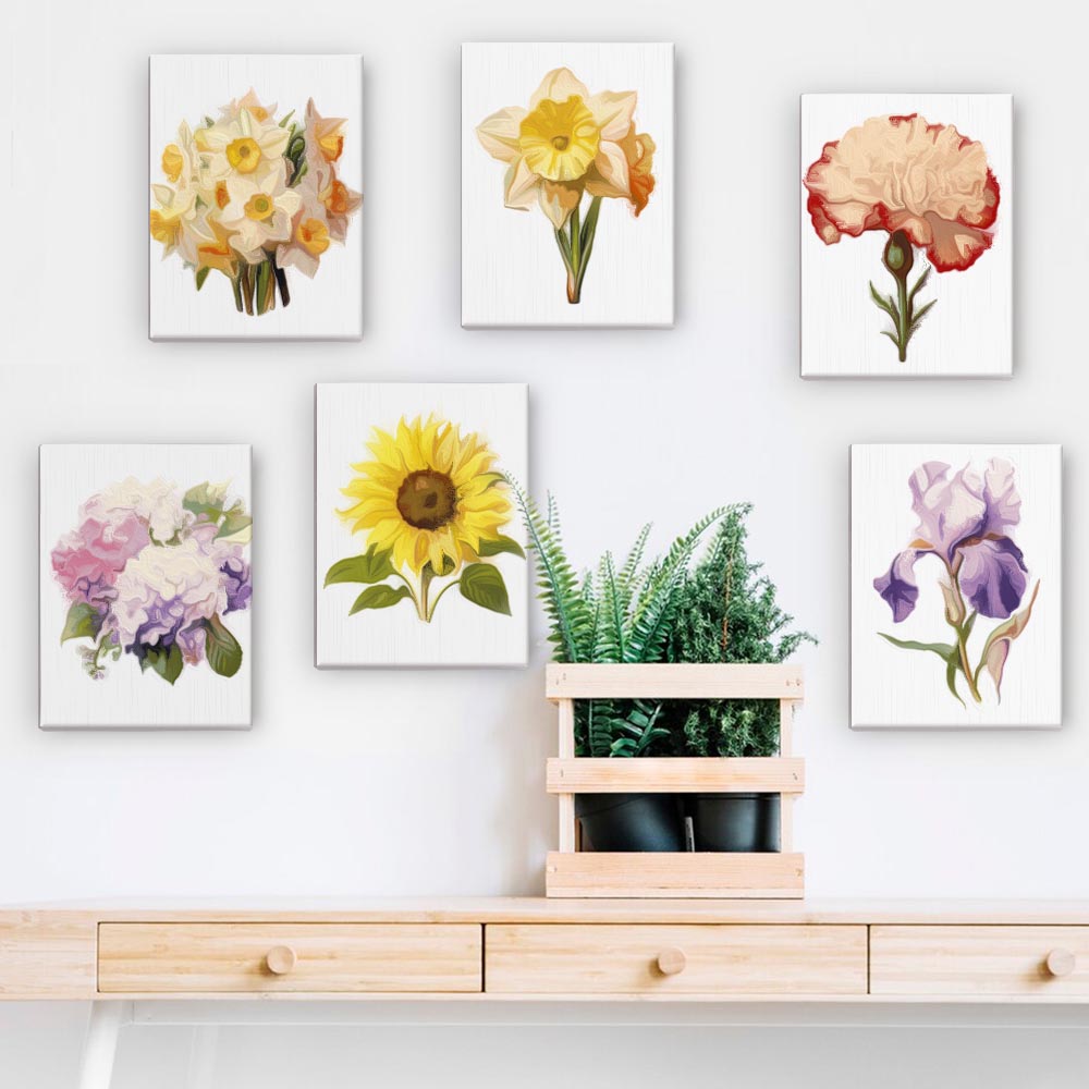 Paint by Numbers – 6 Mini Paintings | Floral Favorites Set