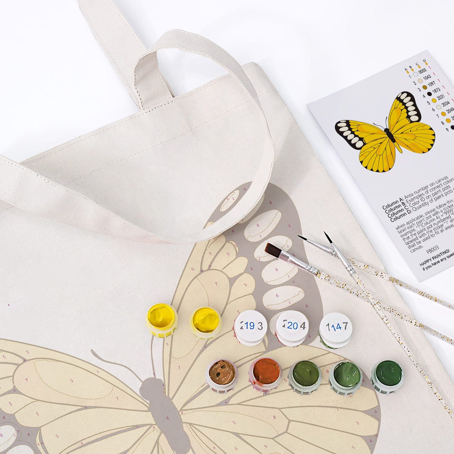 Paint by Numbers – DIY Totebag | Golden Butterfly