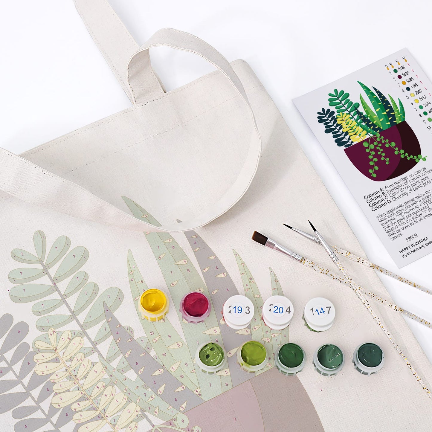 Paint by Numbers - DIY Totebag | Succulent Garden