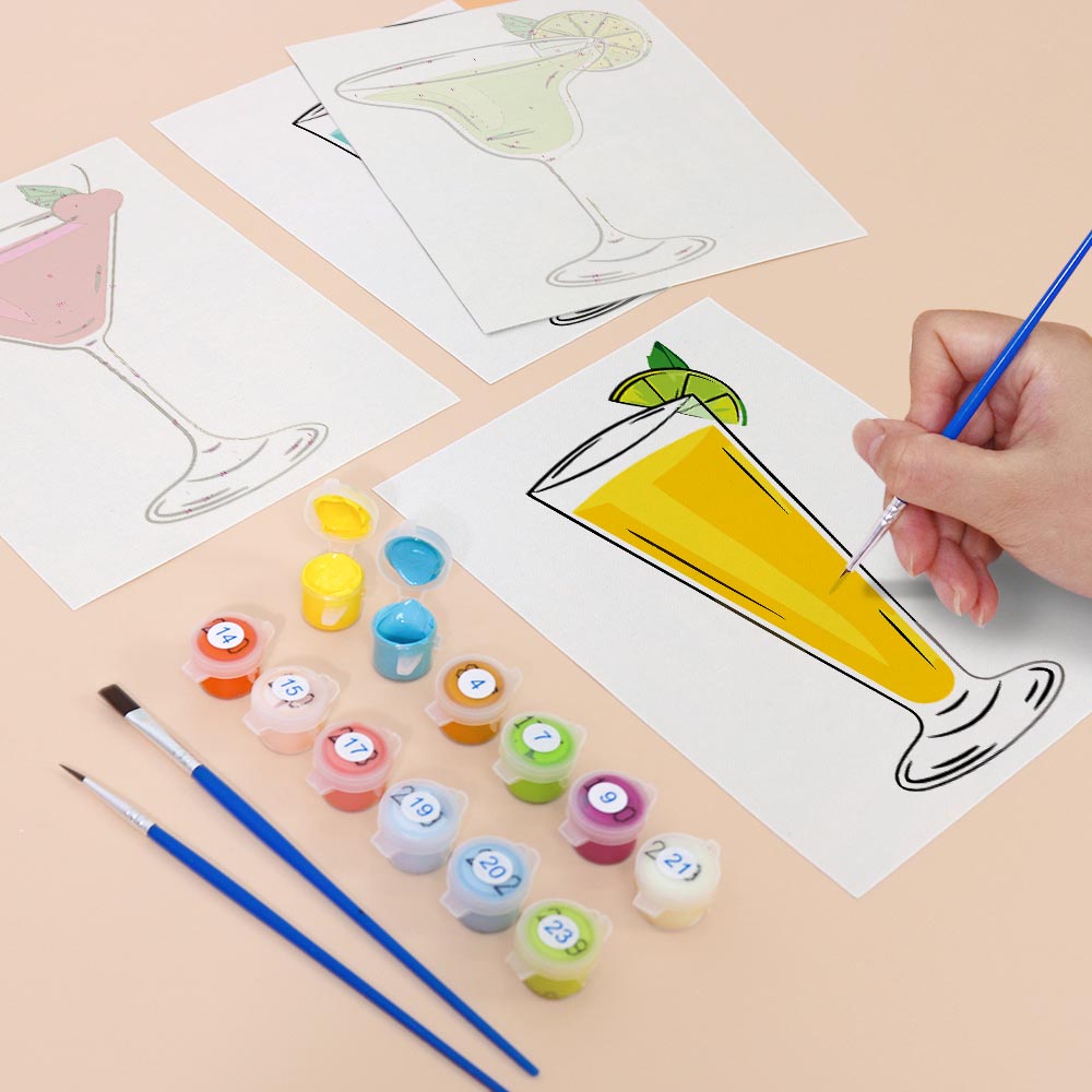Paint by Numbers – 6 Mini Paintings | Classic Cocktail Glasses Set