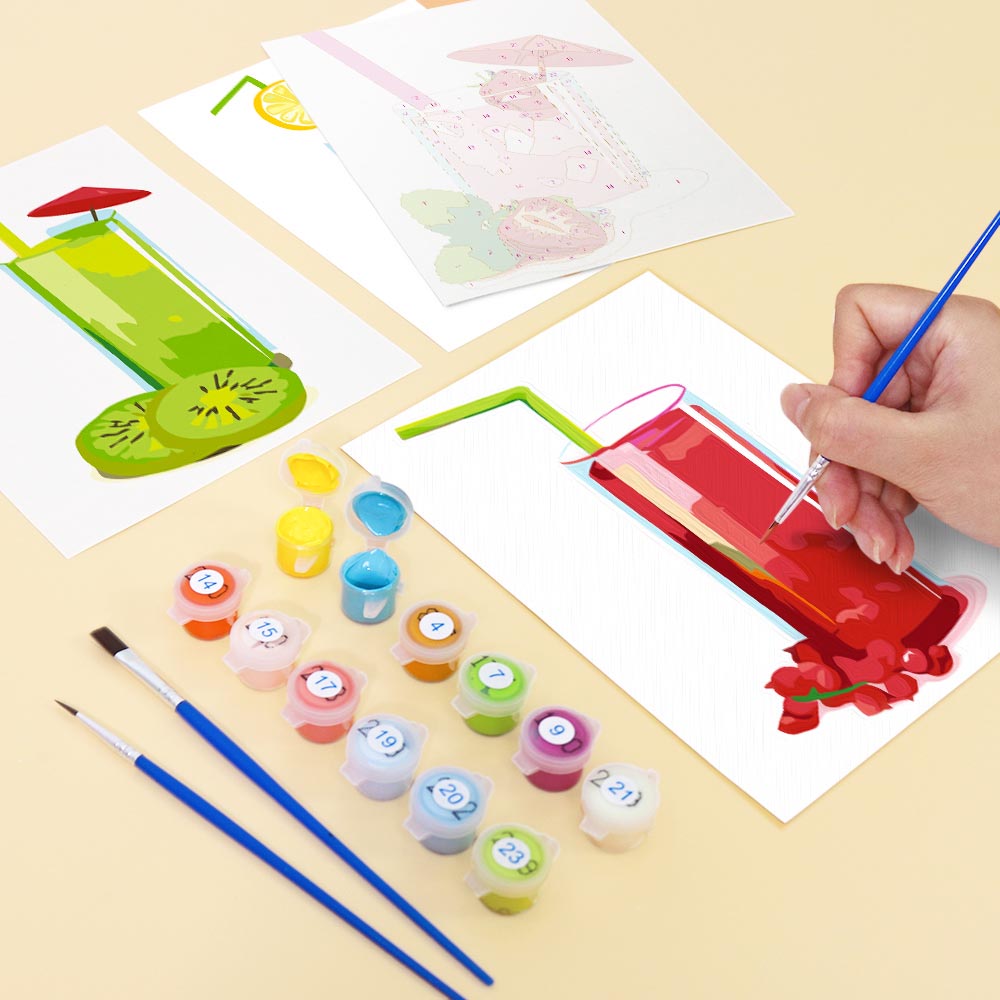 Paint by Numbers – 6 Mini Paintings | Summer Fruit Drinks Collection