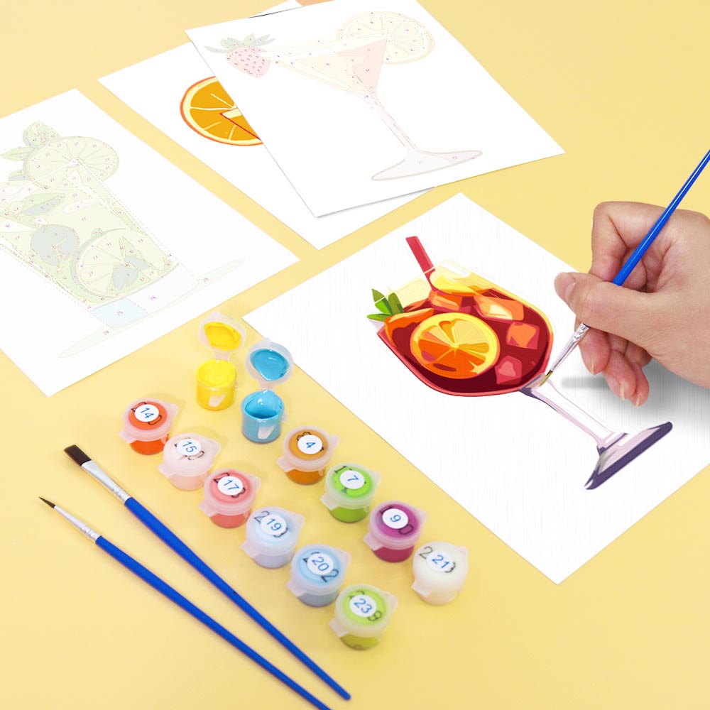 Paint by Numbers – 6 Mini Paintings | Tropical Cocktails Set