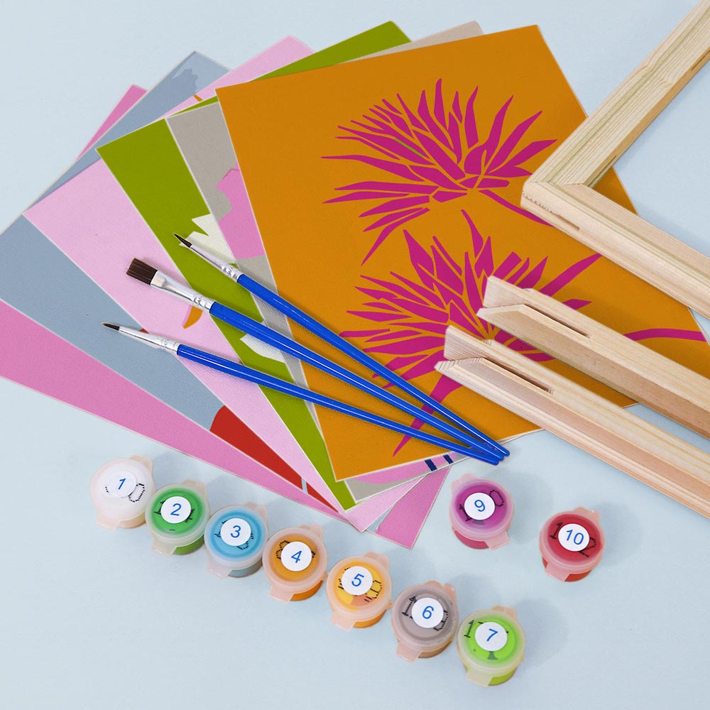 Paint by Numbers – 6 Mini Paintings | Bold Botanical Silhouettes Set