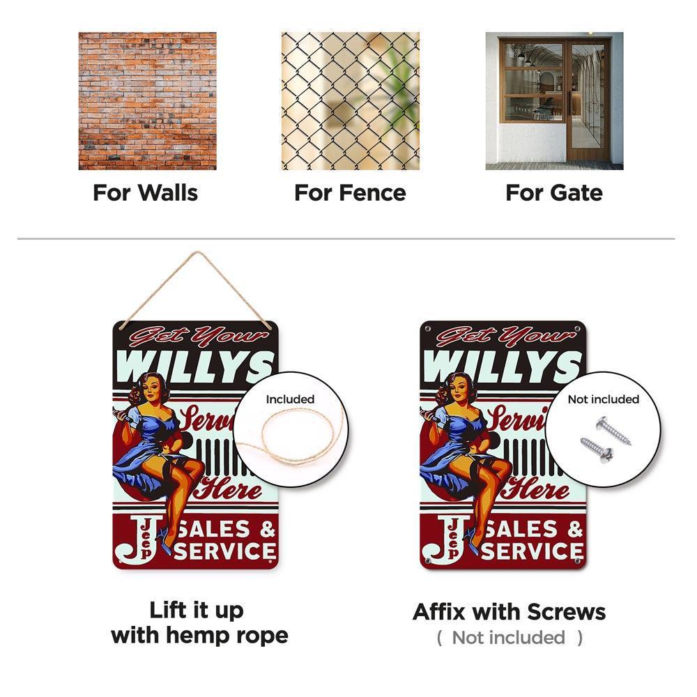 Paint by Numbers – Vintage Metal Wall Art | Willys Jeep Sales & Service Pin-up