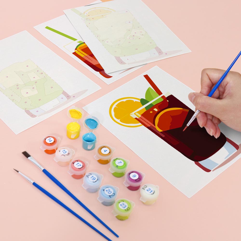 Paint by Numbers – 6 Mini Paintings | Minimalist Cocktail Glasses Set