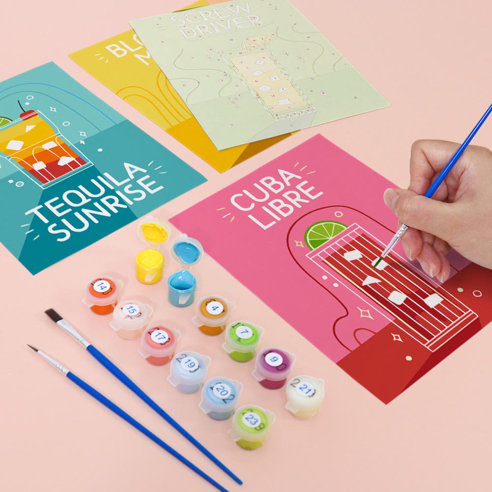 Paint by Numbers – 6 Mini Paintings | Pop Art Cocktail Classics