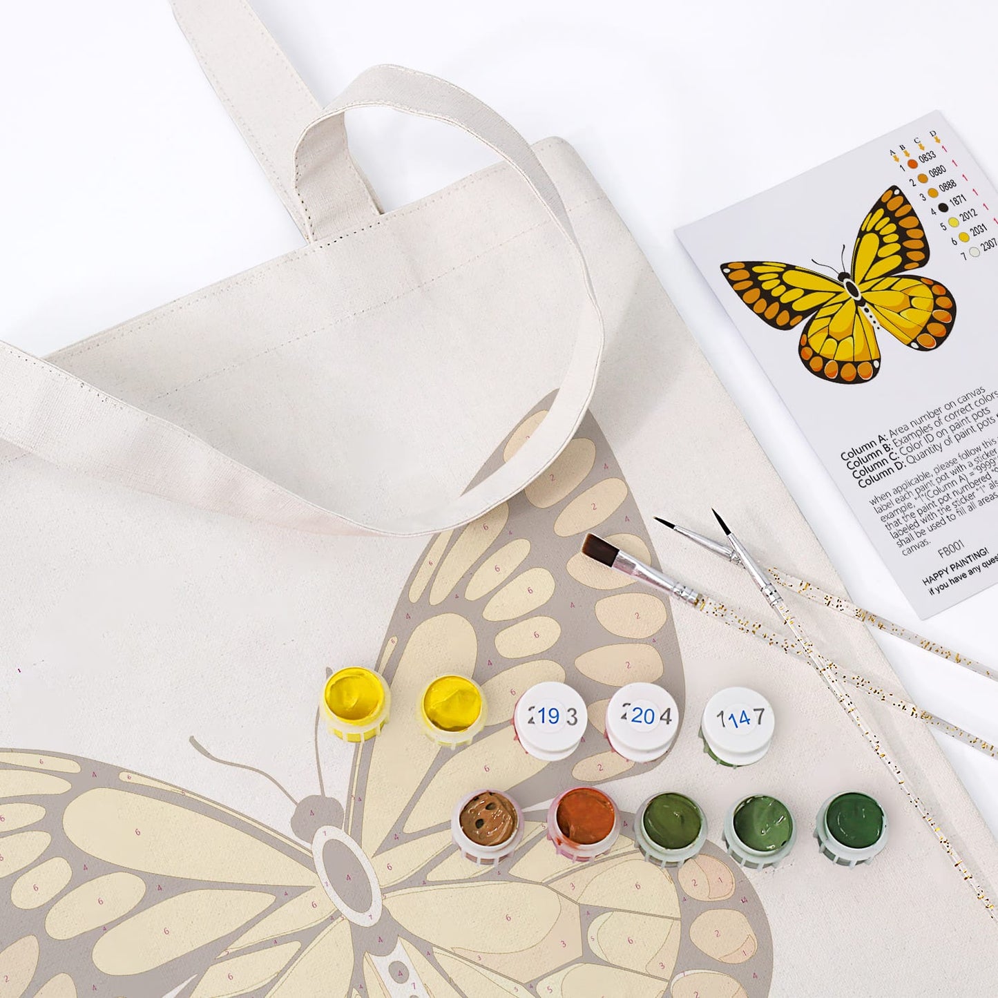Paint by Numbers – DIY Totebag | Golden Butterfly