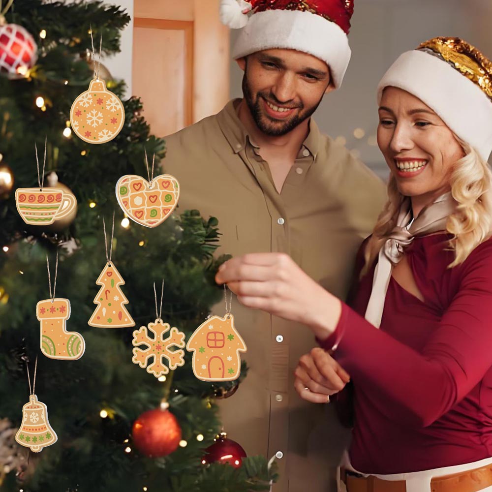 Paint by Numbers – 8 Christmas Ornaments – Gingerbread Hearts, Bells & Cozy Holiday Set