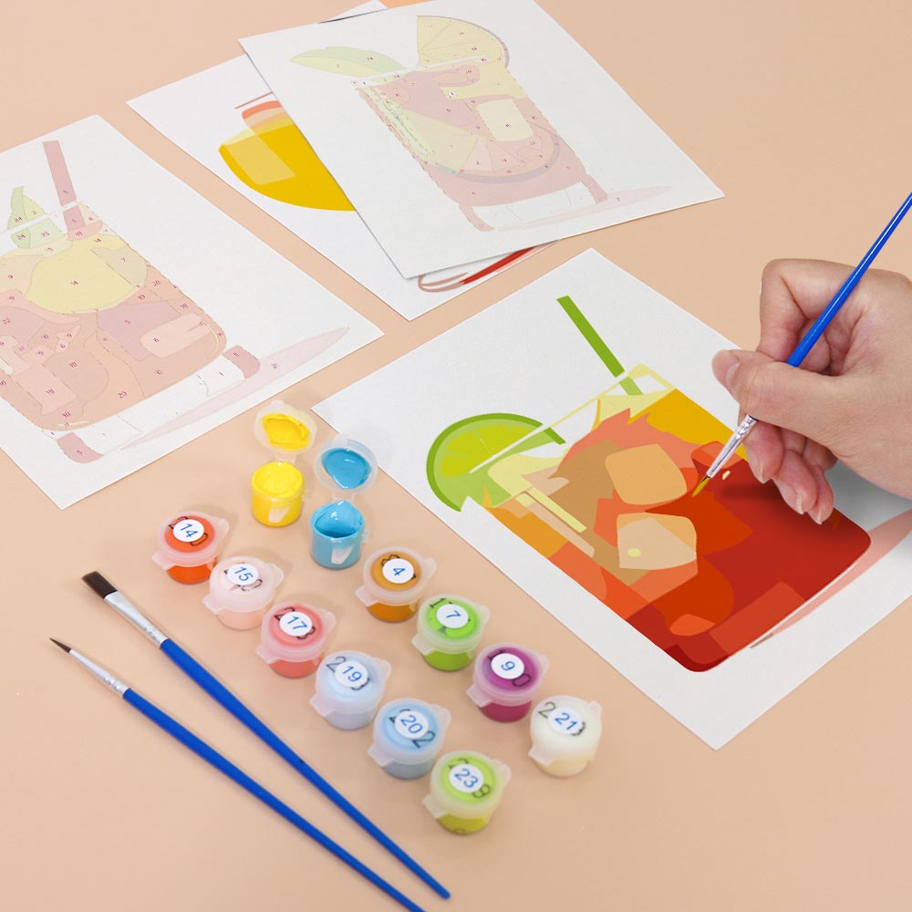 Paint by Numbers – 6 Mini Paintings | Refreshing Summer Cocktails Set
