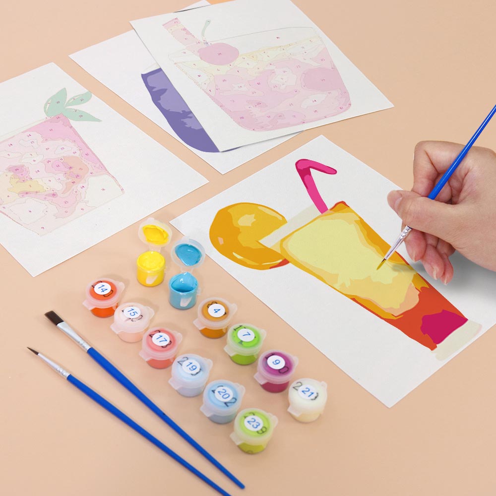 Paint by Numbers – 6 Mini Paintings | Abstract Summer Cocktails Set