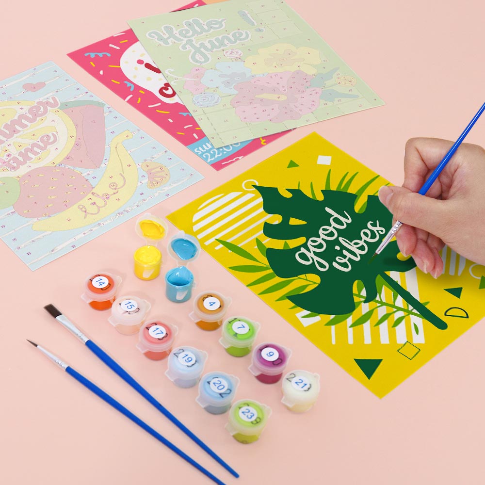 Paint by Numbers – 6 Mini Paintings | Summer Vibes & Ice Cream Set