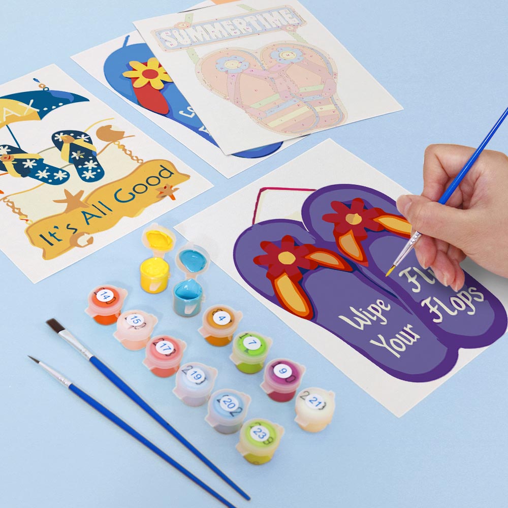 Paint by Numbers – 6 Mini Paintings | Fun Summer Flip-Flops Set