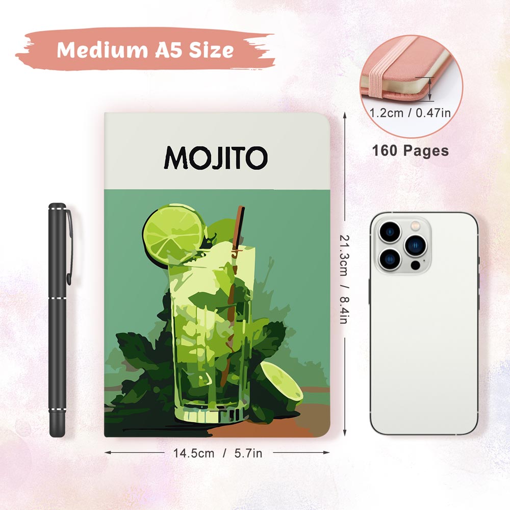 Paint by Numbers Hardcover Journal Notebook - Mojito Cocktail