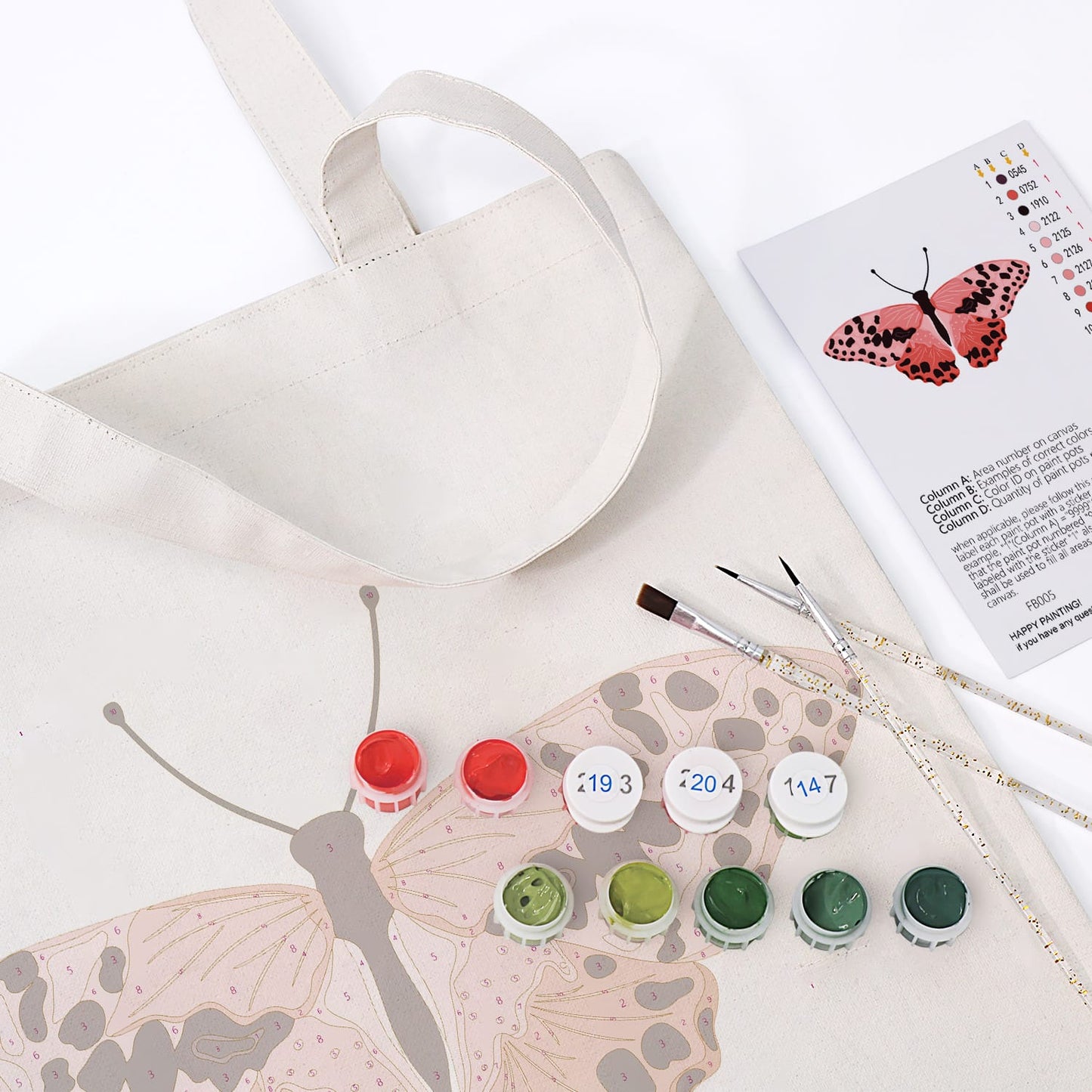 Paint by Numbers – DIY Totebag | Pink Leopard Butterfly