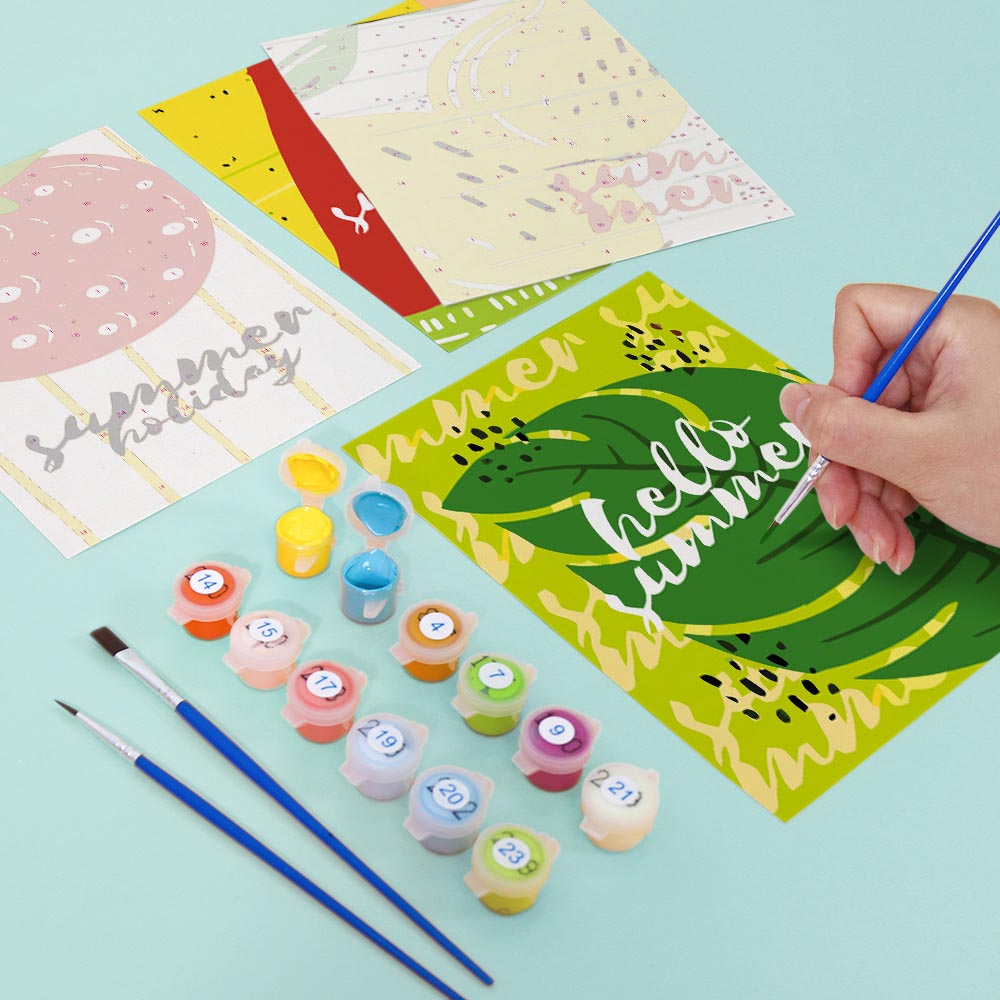 Paint by Numbers – 6 Mini Paintings | Summer Fruits & Fun Set