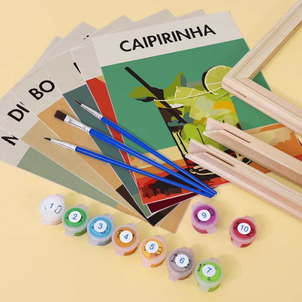 Paint by Numbers – 6 Mini Paintings | Elegant Cocktails Set