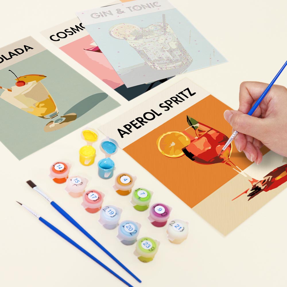 Paint by Numbers - 6 Mini Paintings | Classic Cocktails Set