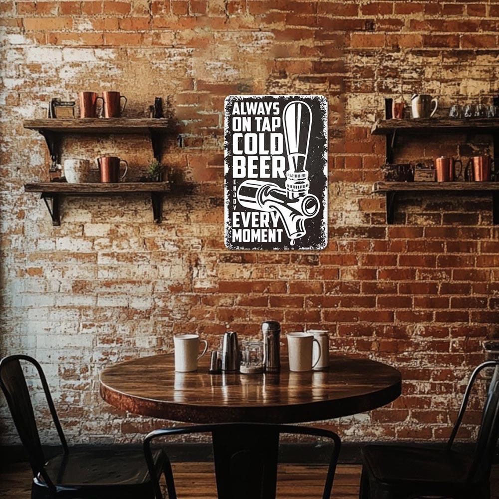 Paint by Numbers – Vintage Metal Bar Art | Cold Beer on Tap (B/W)