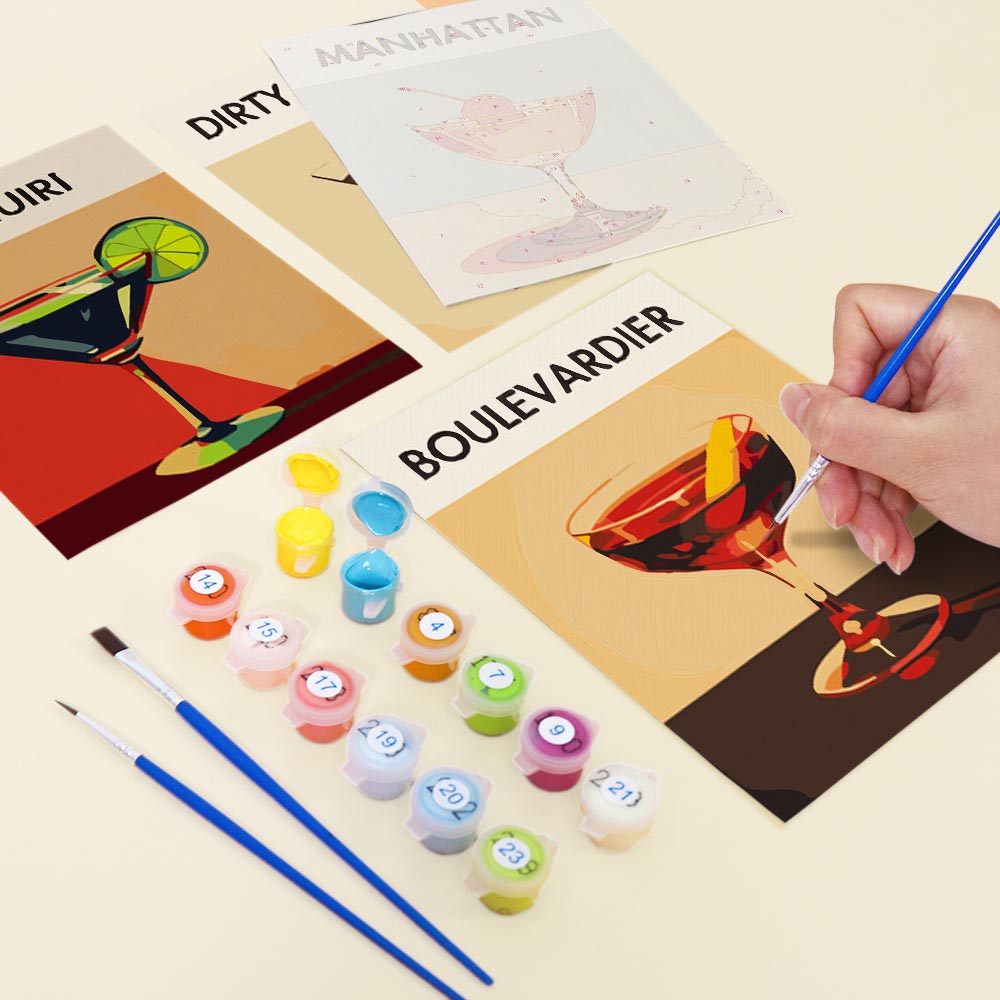 Paint by Numbers – 6 Mini Paintings | Elegant Cocktails Set