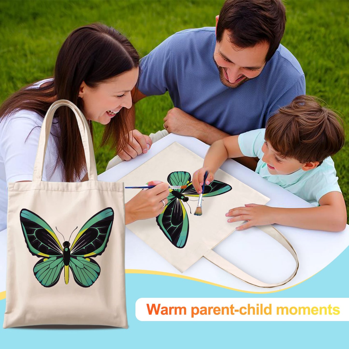 Paint by Numbers – DIY Totebag | Emerald Butterfly