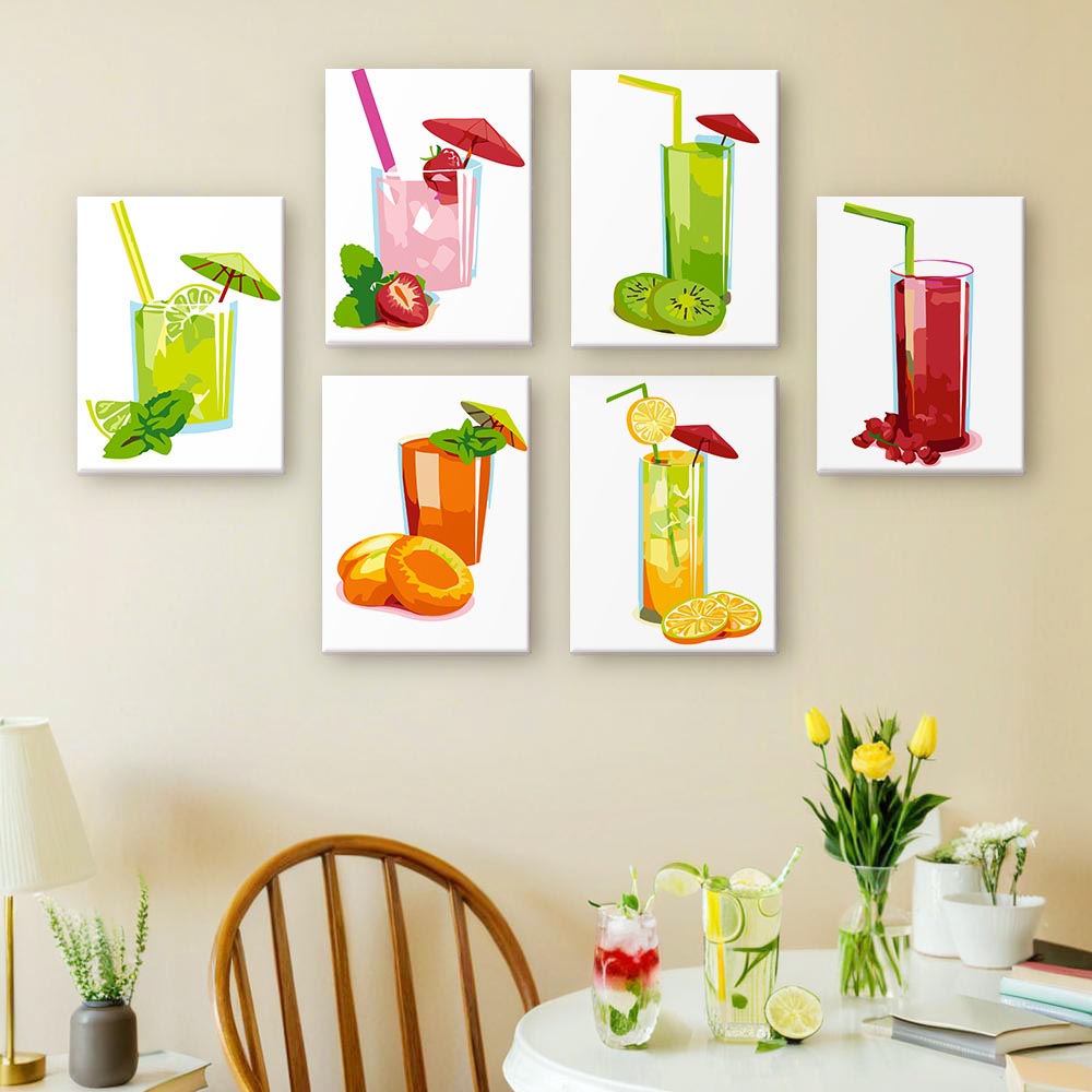 Paint by Numbers – 6 Mini Paintings | Summer Fruit Drinks Collection