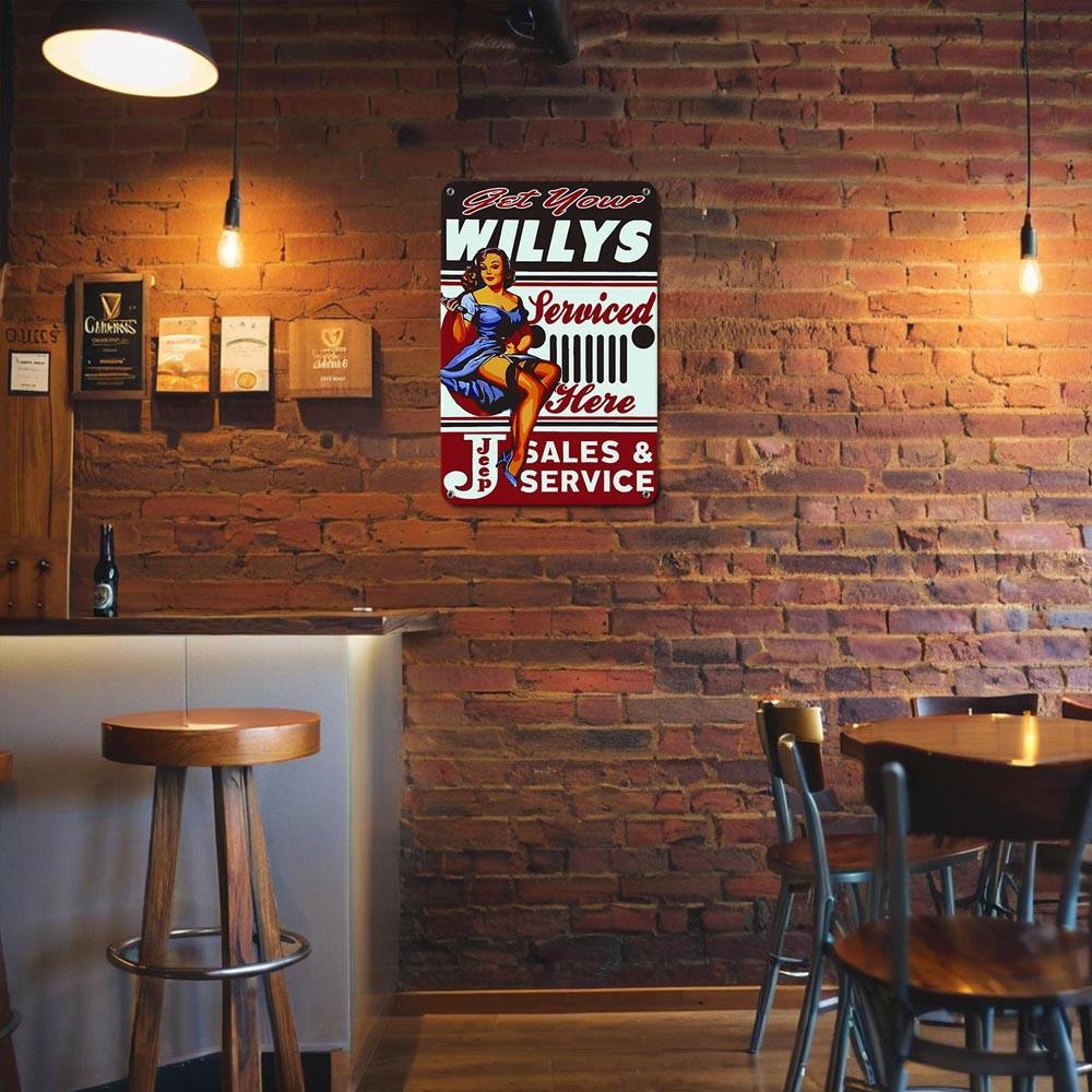 Paint by Numbers – Vintage Metal Wall Art | Willys Jeep Sales & Service Pin-up
