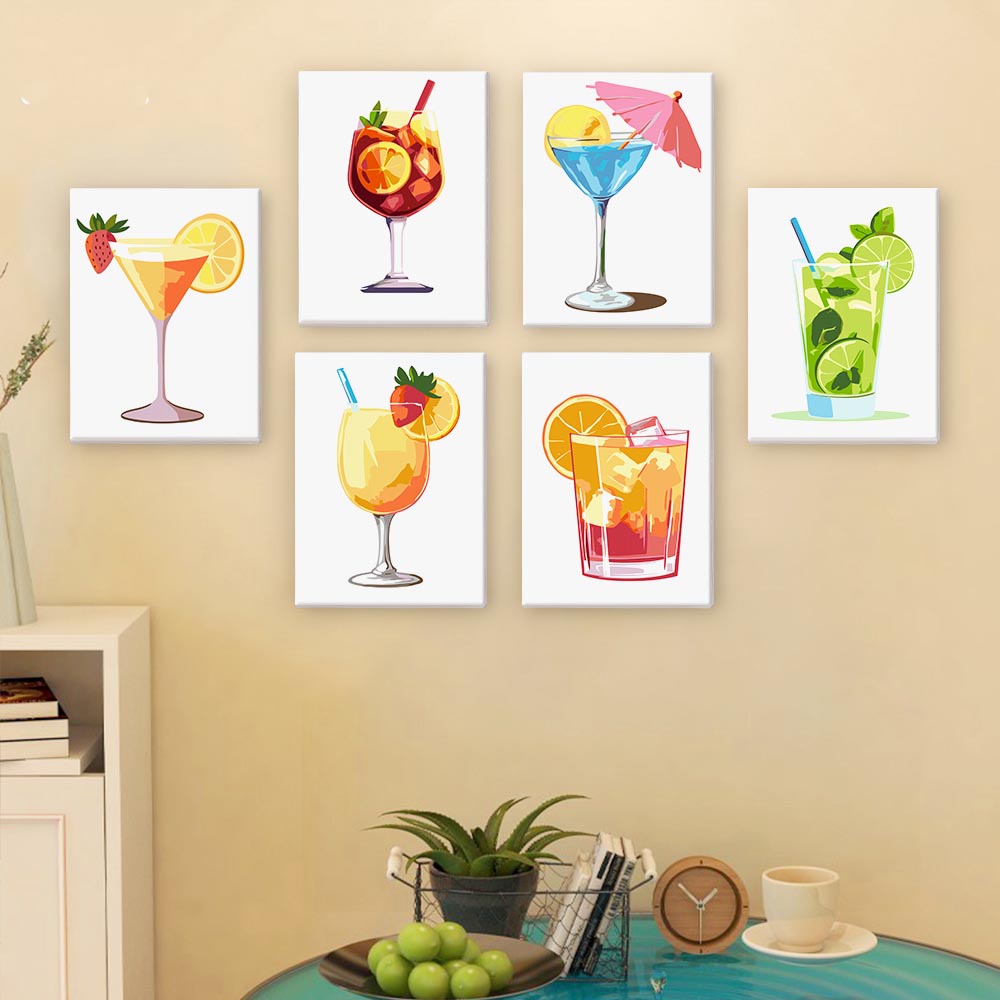 Paint by Numbers – 6 Mini Paintings | Tropical Cocktails Set