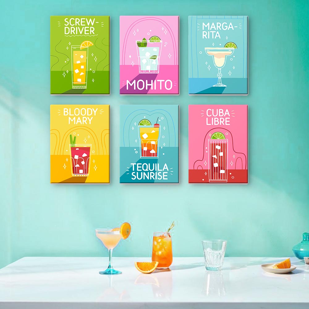 Paint by Numbers – 6 Mini Paintings | Pop Art Cocktail Classics