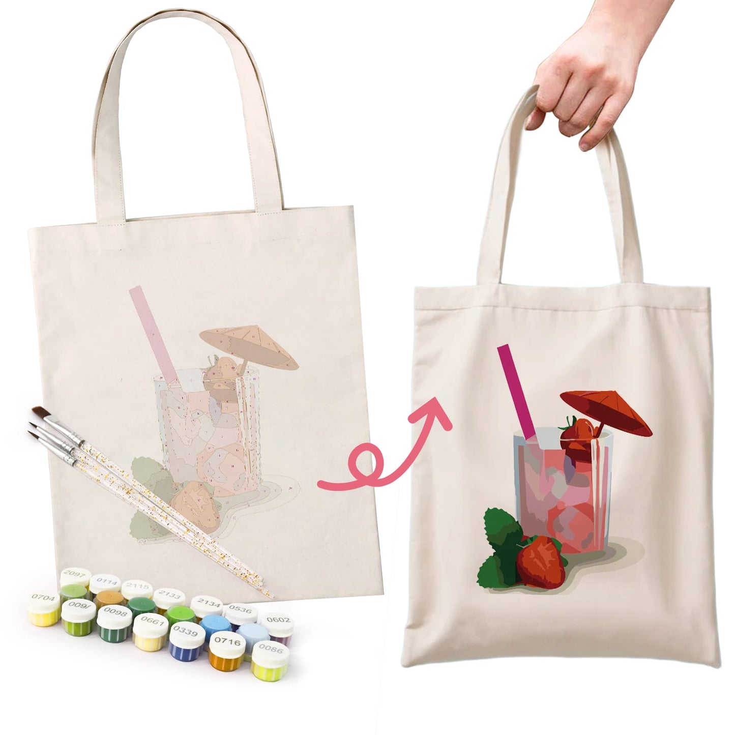 Paint by Numbers – DIY Totebag | Strawberry Drink