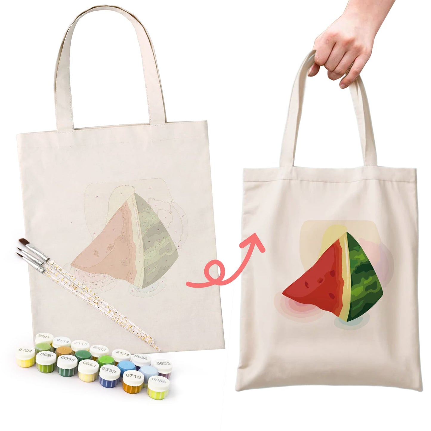 Paint by Numbers - DIY Totebag | Watermelon Slice