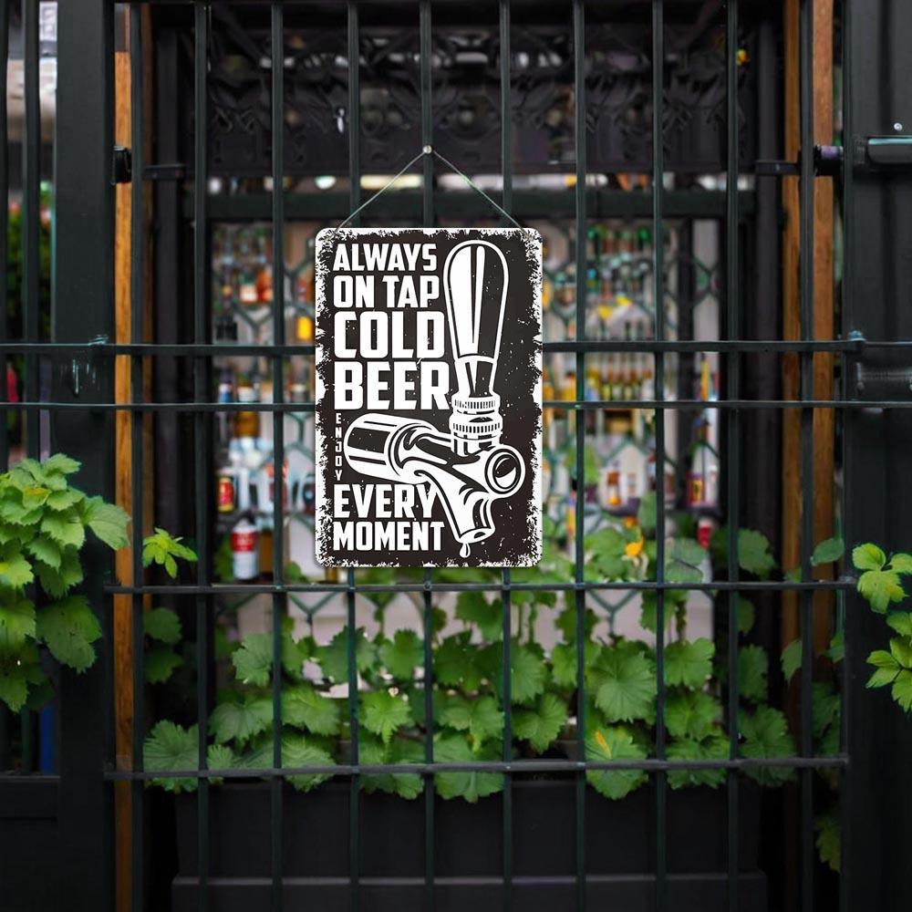 Paint by Numbers – Vintage Metal Bar Art | Cold Beer on Tap (B/W)