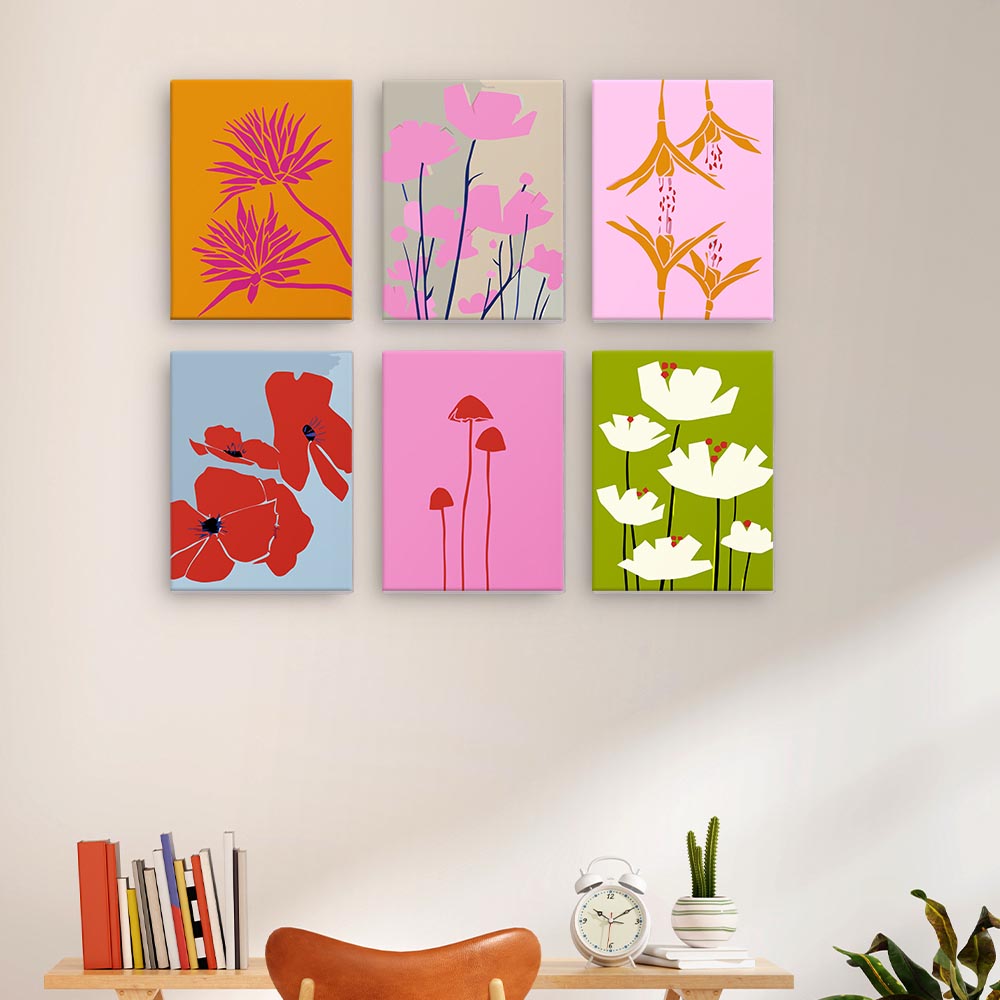 Paint by Numbers – 6 Mini Paintings | Bold Botanical Silhouettes Set