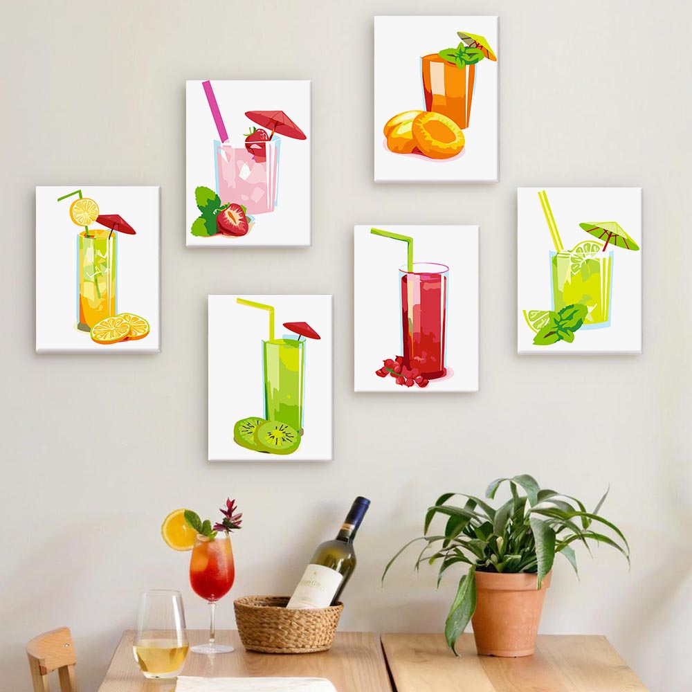 Paint by Numbers – 6 Mini Paintings | Summer Fruit Drinks Collection