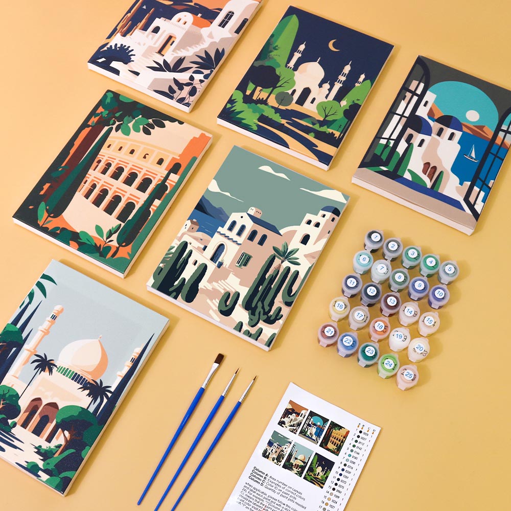 Paint by Numbers – 6 Mini Paintings | World Architecture Set